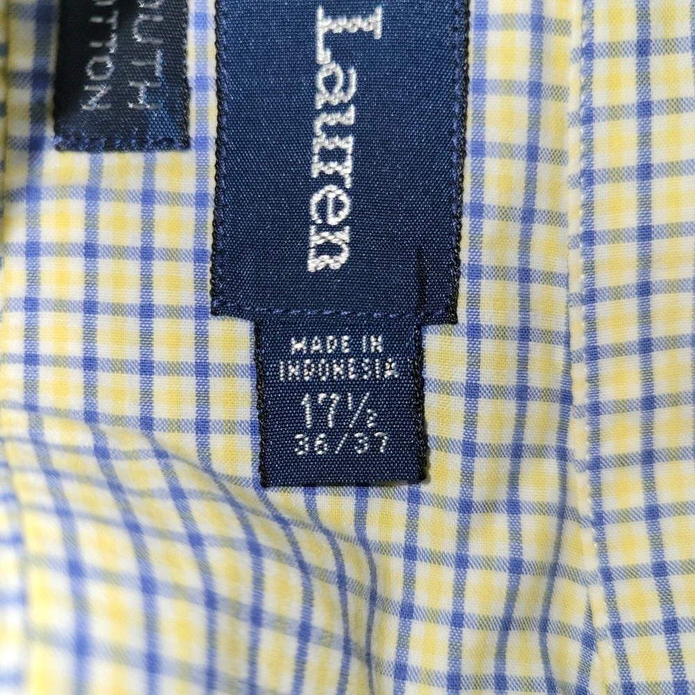 Polo Ralph Lauren Long Sleeve Button Down‎ Yarmouth Men Size 17.5 36/37 Check